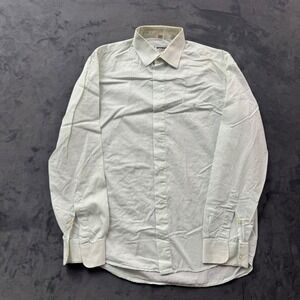 Mondo Mens Light Green Dobby Long Sleeve Button Down Dress Shirt Made in Italy